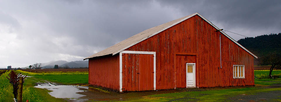 Red Barn in the rain